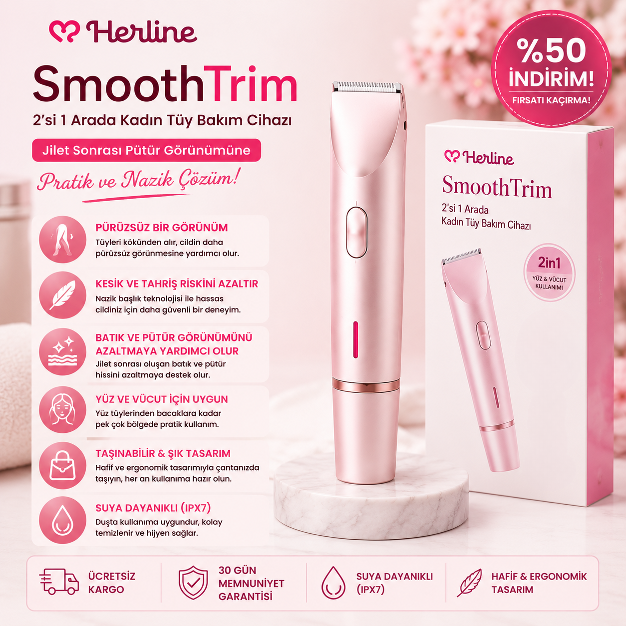 Herline SmoothTrim 2'si 1 Arada Tıraş Makinası