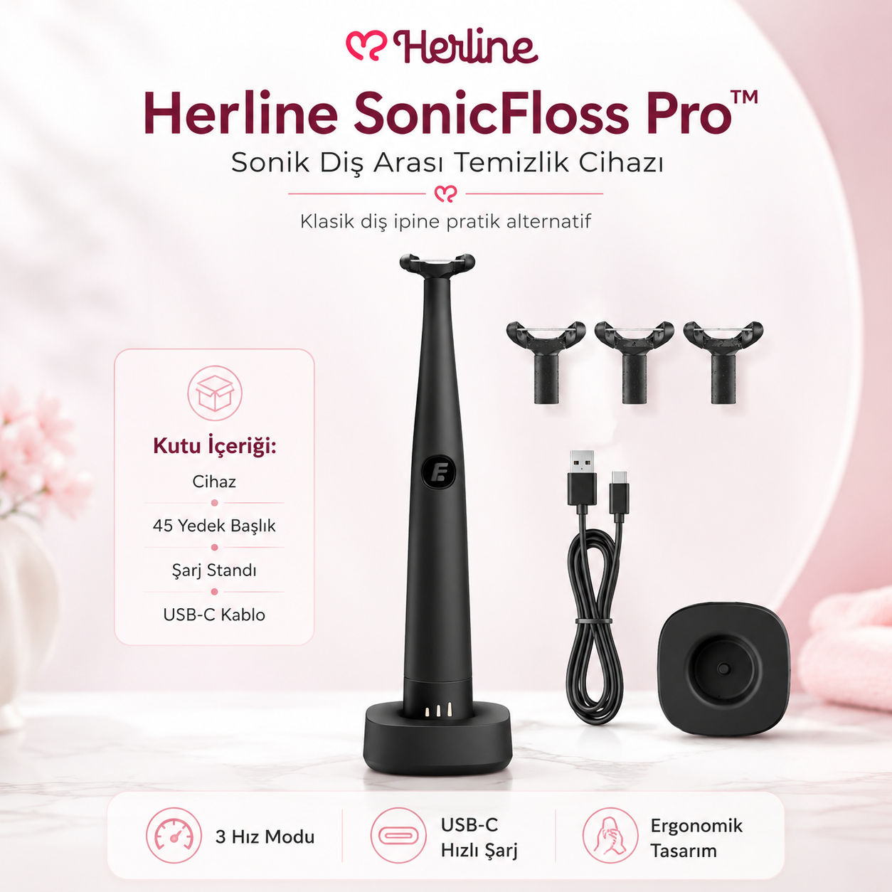 Herline SonicFloss Pro Sonik Diş Arası Temizlik Cihazı
