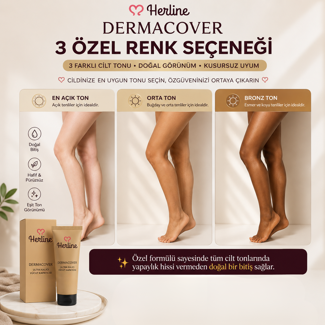 Herline DermaCover Ultra (Kalıcı Vücut Kapatıcısı & Pürüzsüzleştirici Efekt)