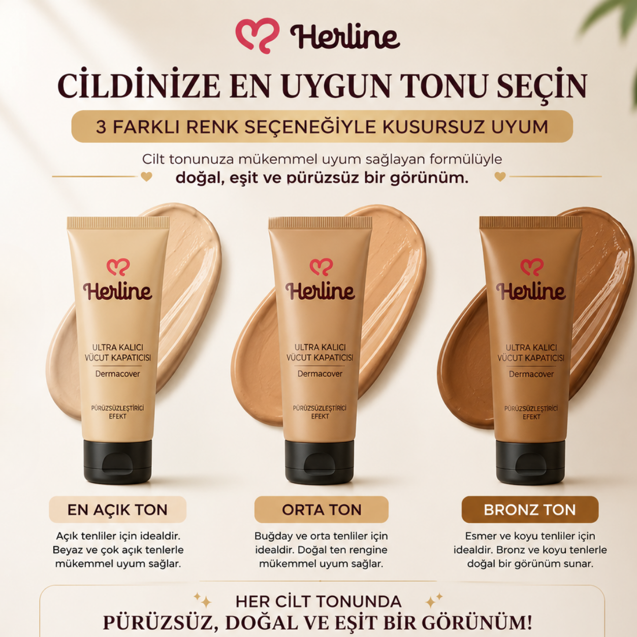 Herline DermaCover Ultra (Kalıcı Vücut Kapatıcısı & Pürüzsüzleştirici Efekt)