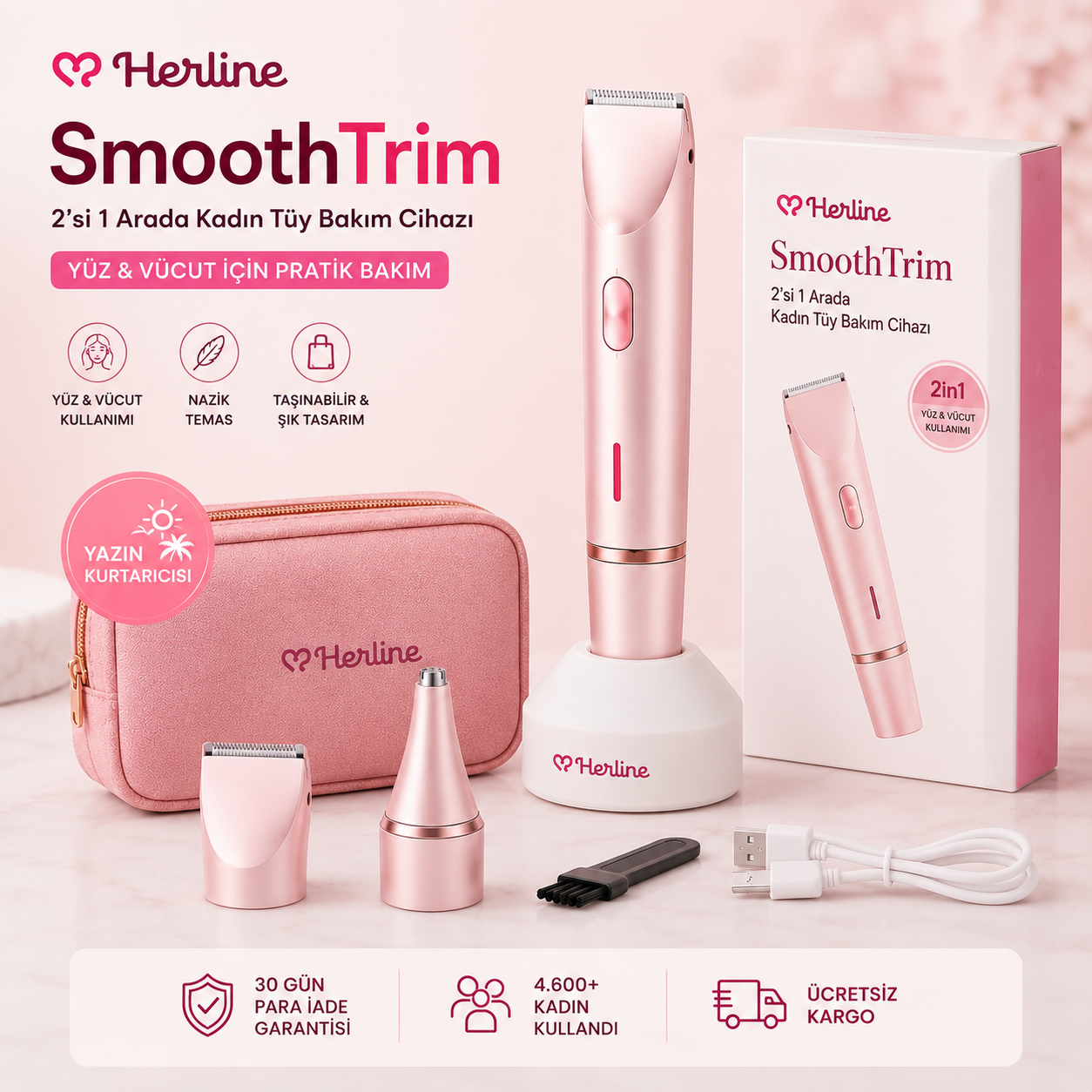 Herline SmoothTrim 2'si 1 Arada Tıraş Makinası