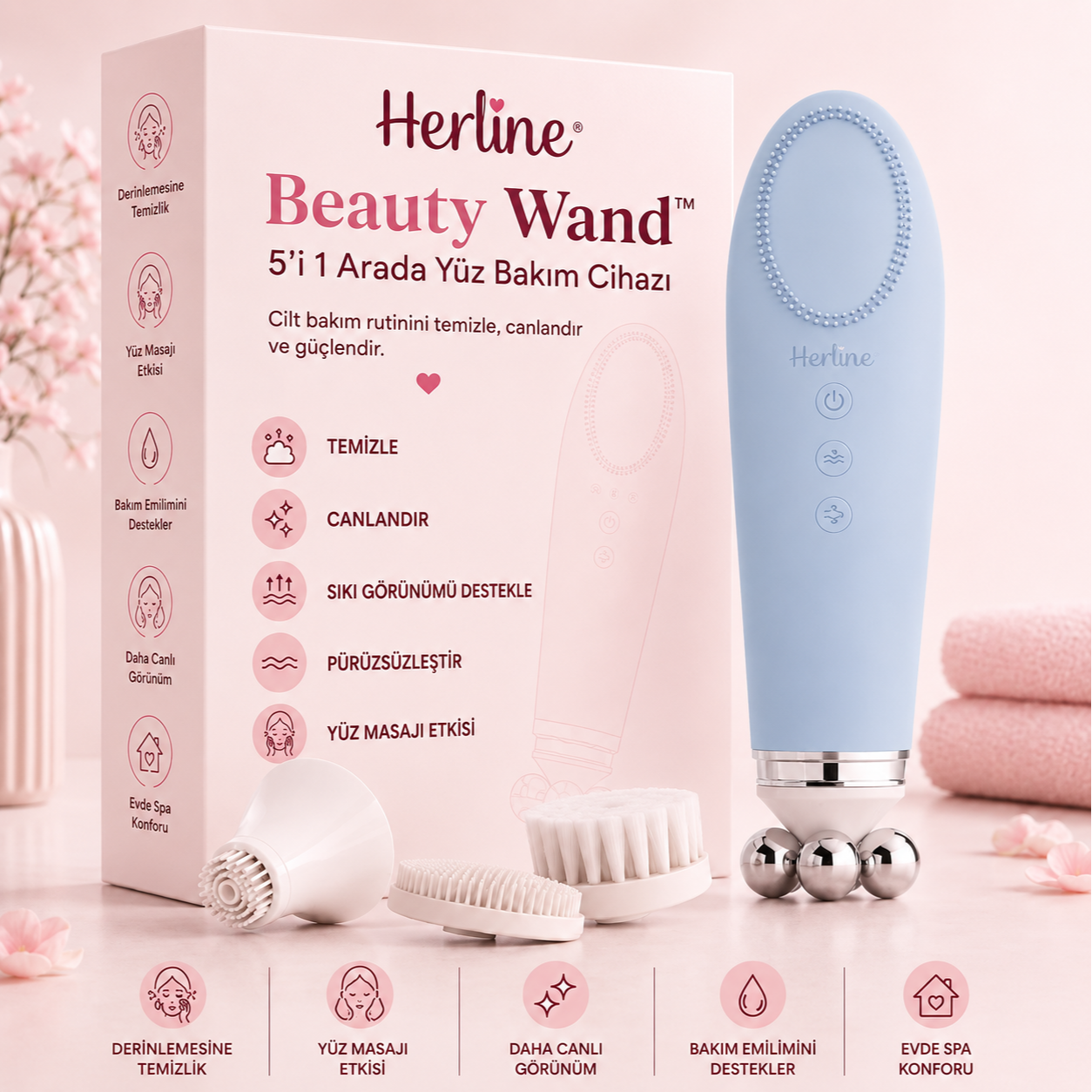 HERLINE Beauty Wand™ 5’i 1 Arada Yüz Bakım Cihazı