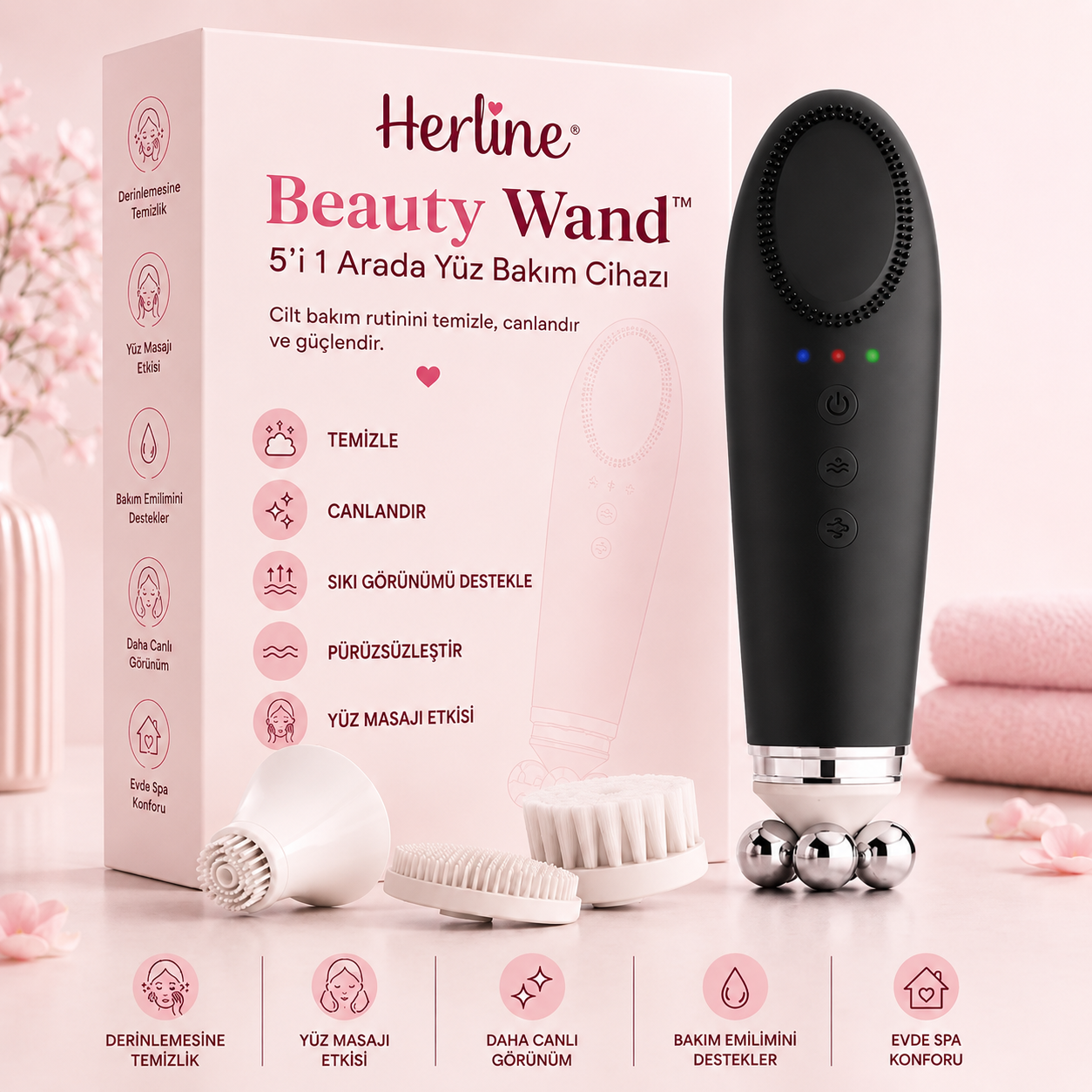 HERLINE Beauty Wand™ 5’i 1 Arada Yüz Bakım Cihazı