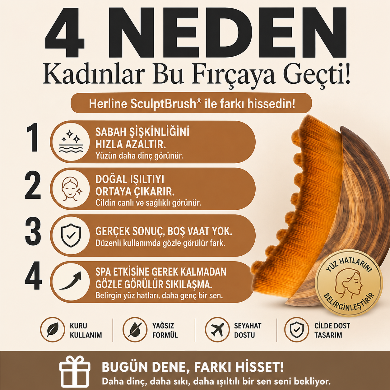 Herline SculptBrush™ – Yüz Şekillendirici Masaj Fırçası