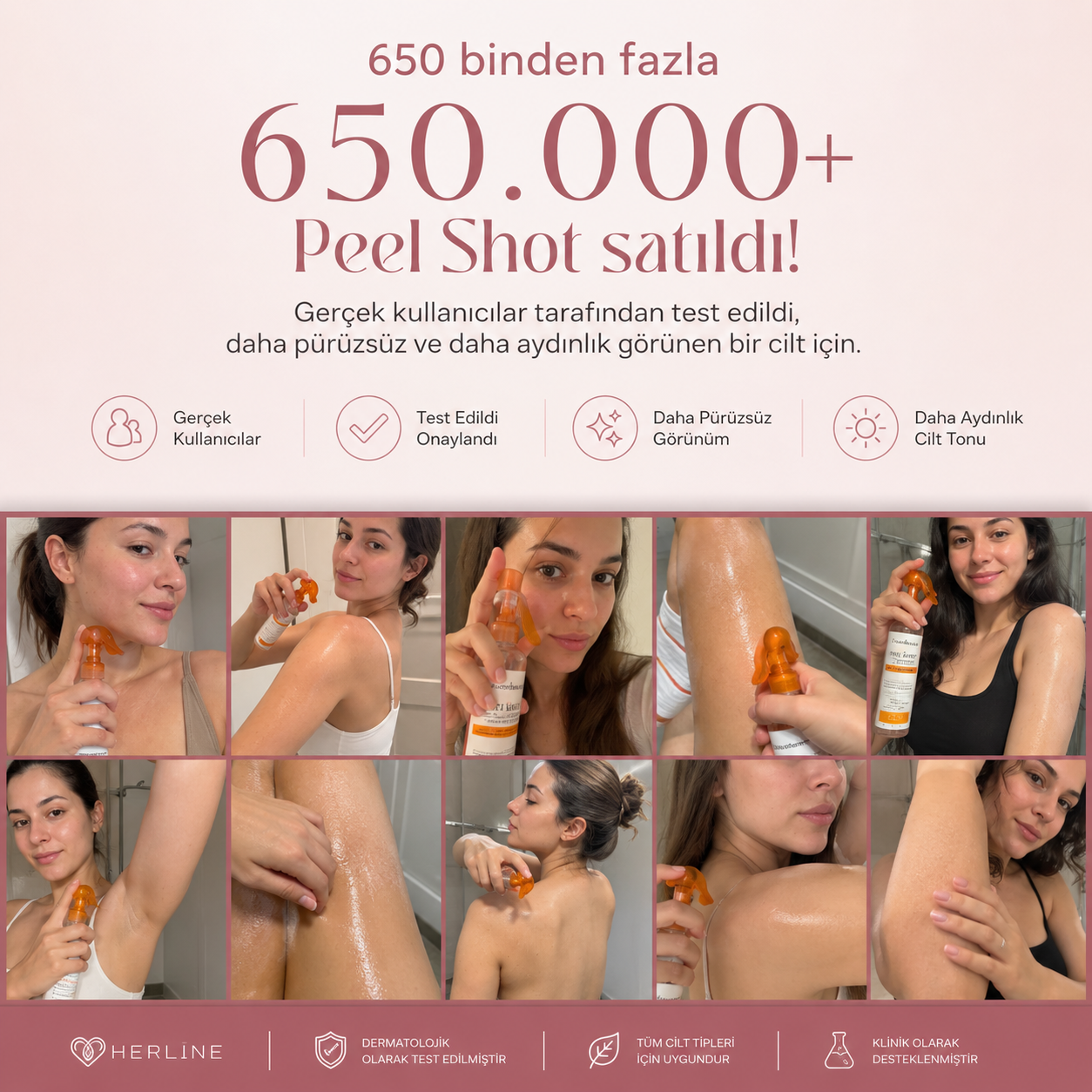 Herline BodyClear™ Kojik Asit + Zerdeçal Vücut Peeling Spreyi