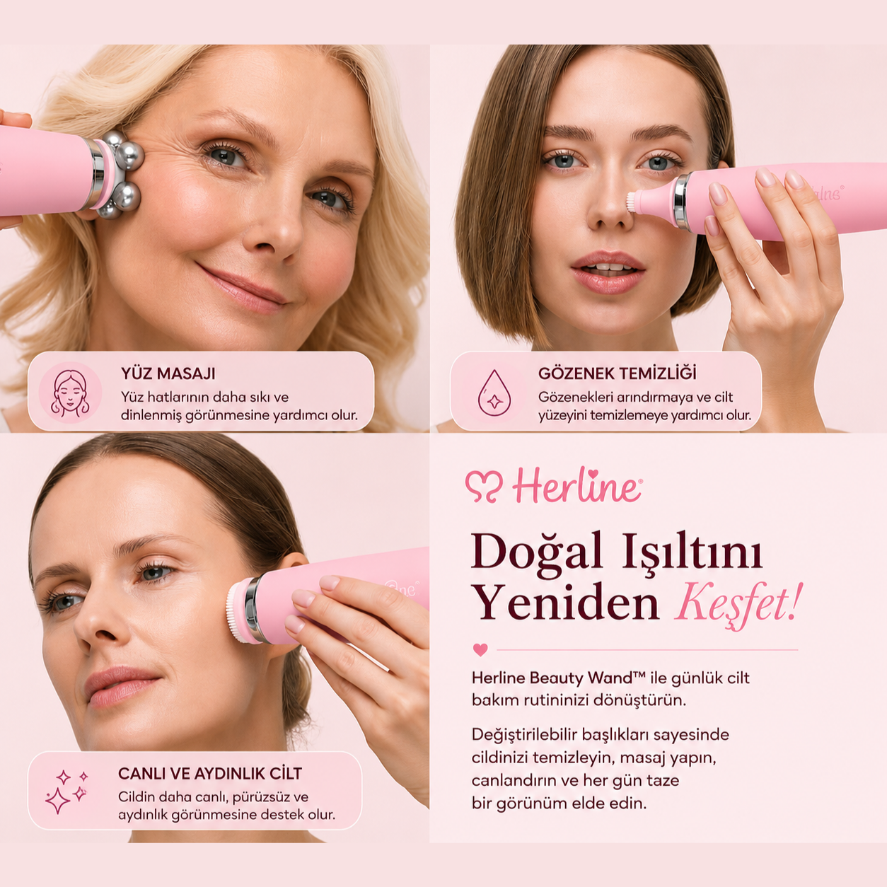 HERLINE Beauty Wand™ 5’i 1 Arada Yüz Bakım Cihazı