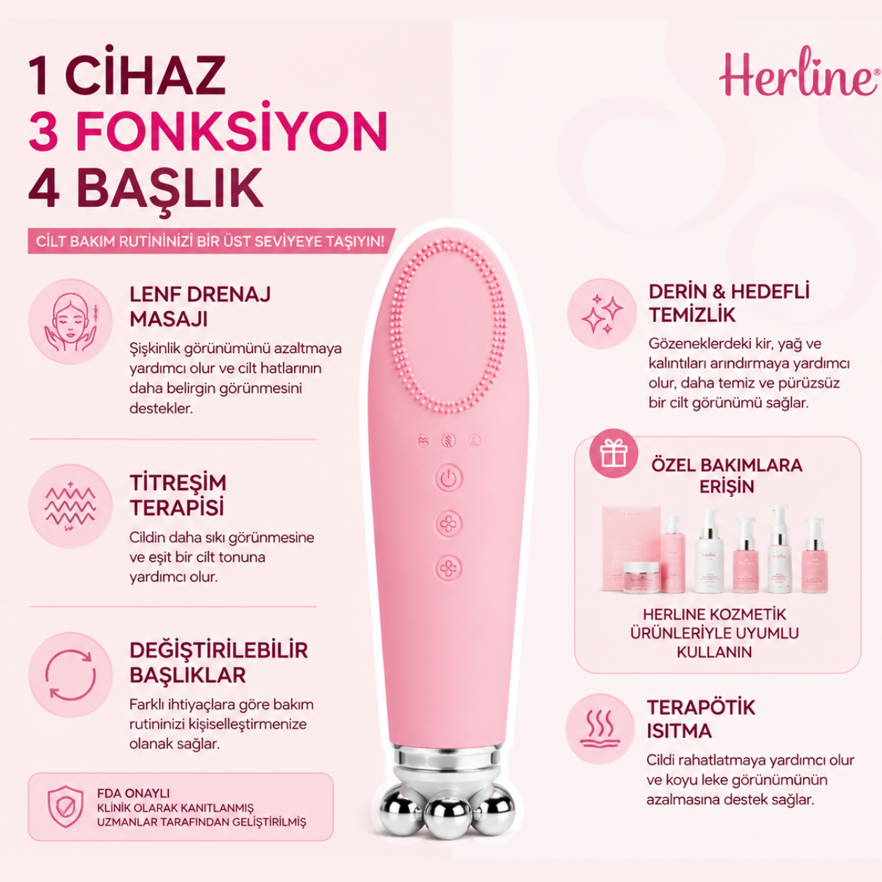 HERLINE Beauty Wand™ 5’i 1 Arada Yüz Bakım Cihazı