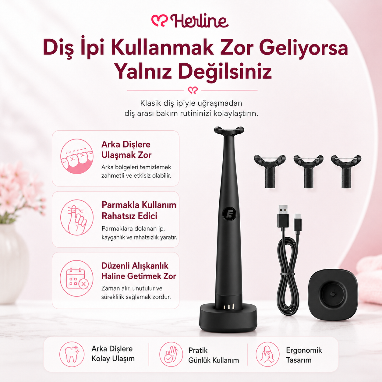 Herline SonicFloss Pro Sonik Diş Arası Temizlik Cihazı