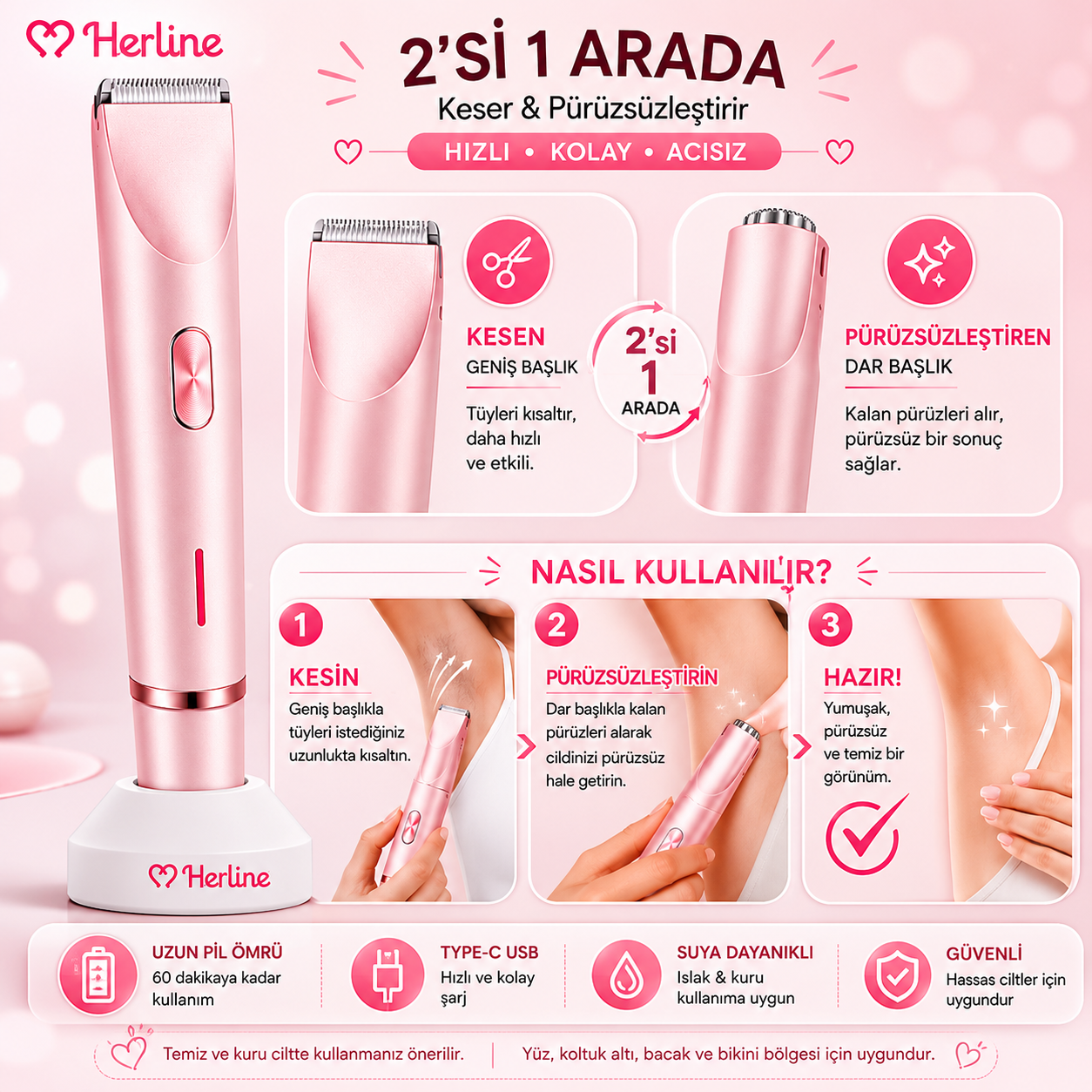 Herline SmoothTrim 2'si 1 Arada Tıraş Makinası